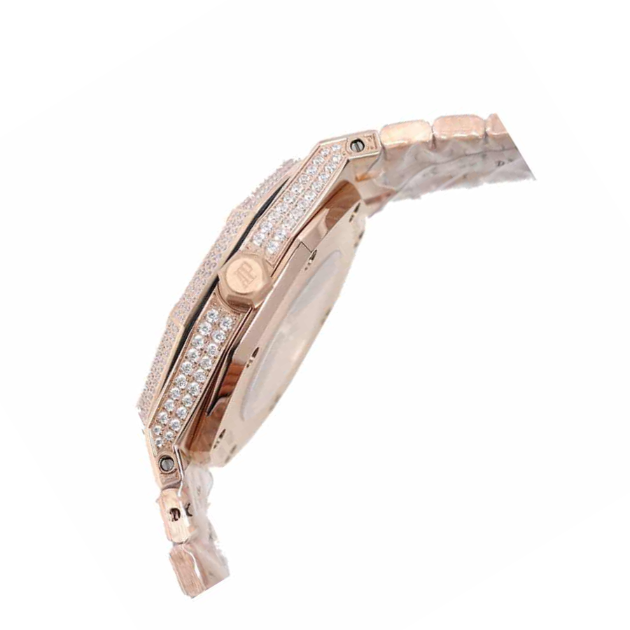 Minimalist Audemars Piguet Royal Oak AP160SF296 “Iced Out Rose Gold” Top Grade Replica 1010