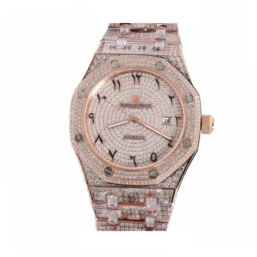 Minimalist Audemars Piguet Royal Oak AP160SF296 “Iced Out Rose Gold” Top Grade Replica 1010