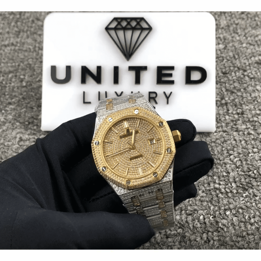 Sustainable Audemars Piguet Royal Oak “Iced Out Yellow Gold” 15400SR.OO.1220SR.01  Duplicate 1000