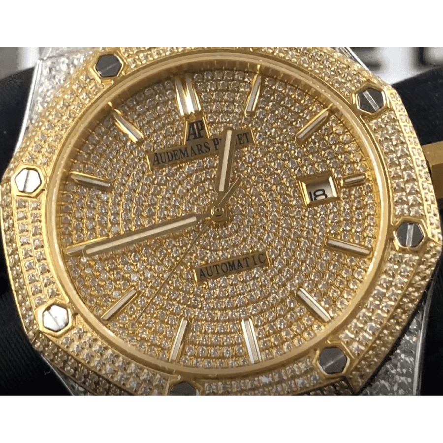 Sustainable Audemars Piguet Royal Oak “Iced Out Yellow Gold” 15400SR.OO.1220SR.01  Duplicate 1000
