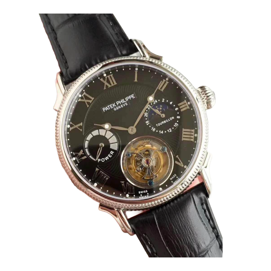 Casual Patek Philippe Tourbillon Moonphase Black Dial Elite Clone Edition 440