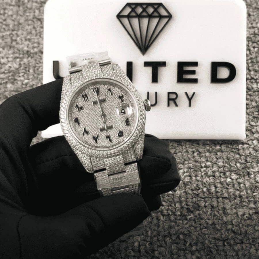 Thermal Rolex Datejust 126300 “Iced Out Arabic Dial” Super Clone Quality 1059