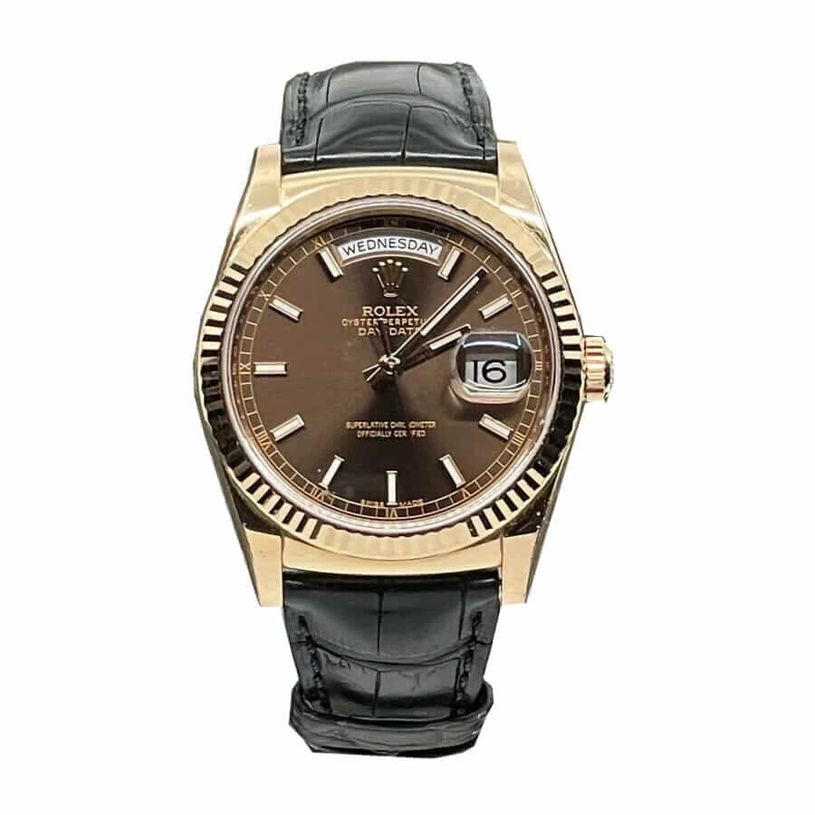 Rolex Day-Date 128238 “Black Leather” Super Accurate Clone Unique 702