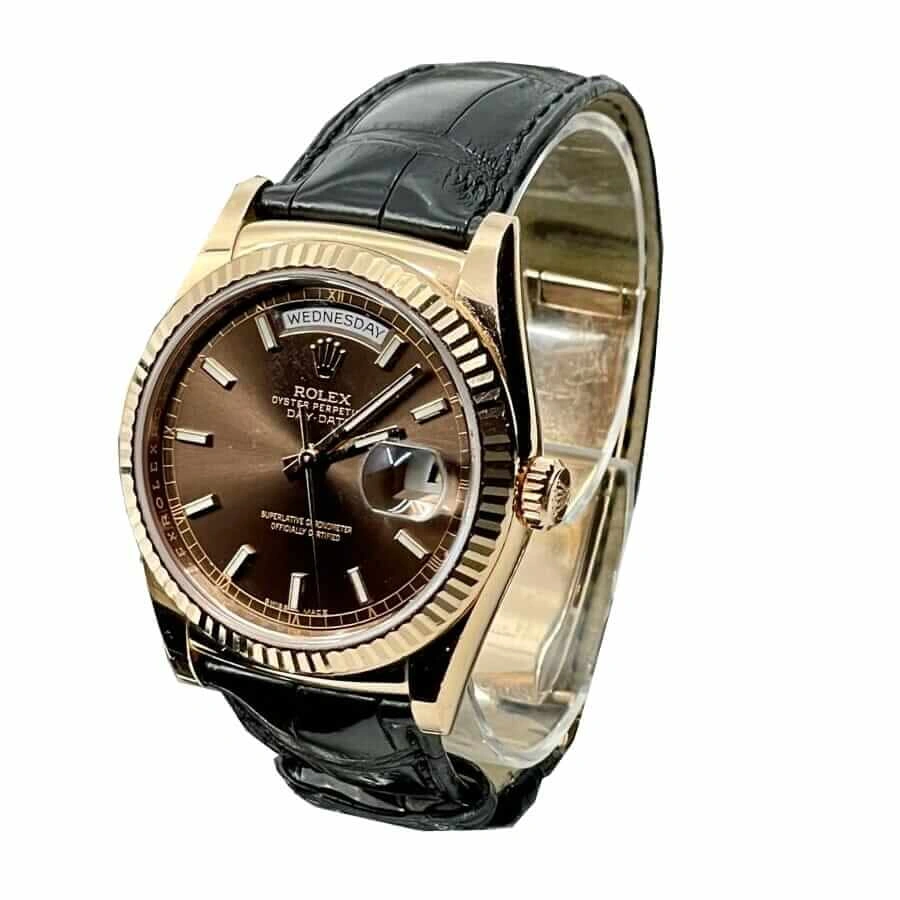 Rolex Day-Date 128238 “Black Leather” Super Accurate Clone Unique 702