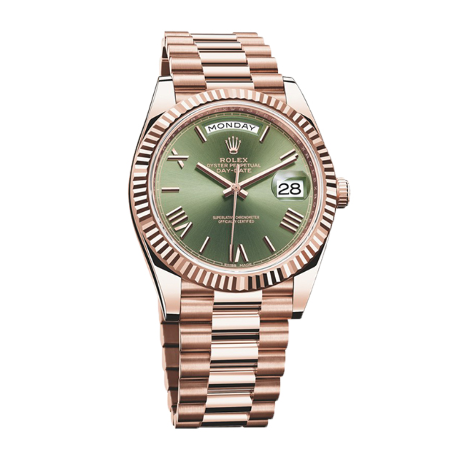 EasyMatch Rolex Day-Date 228235 “Everose Green Roman Dial” True to  Copy 1084