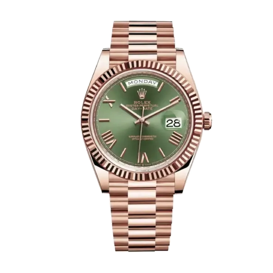 EasyMatch Rolex Day-Date 228235 “Everose Green Roman Dial” True to  Copy 1084