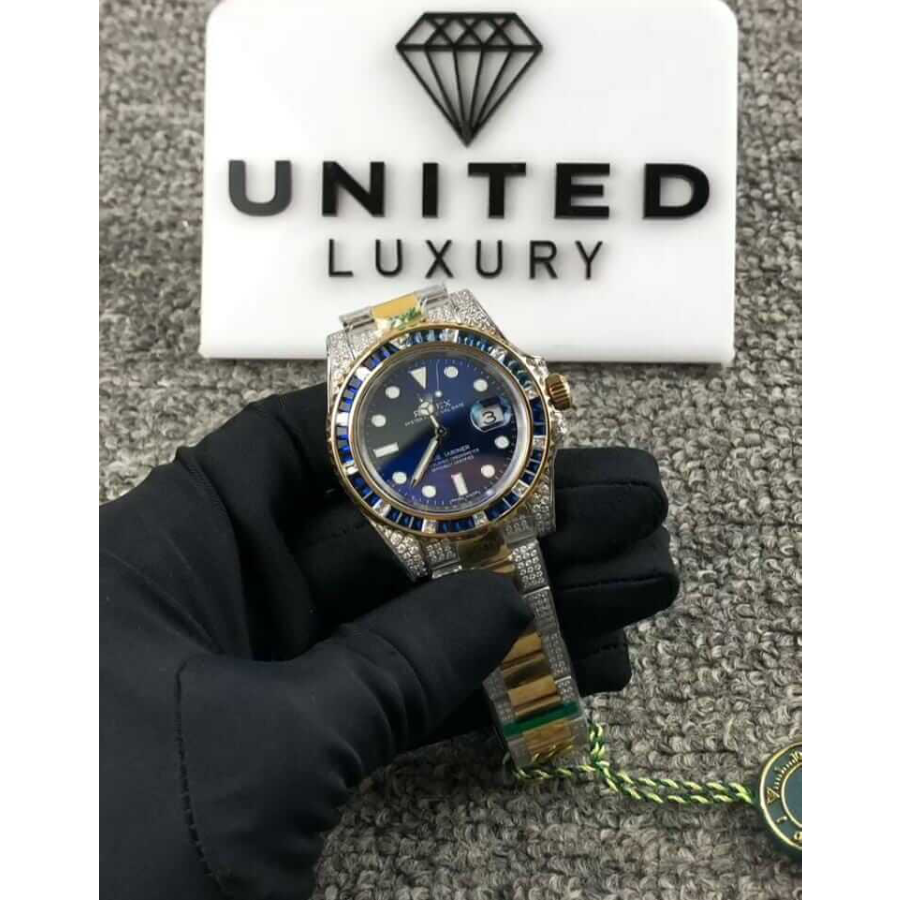 Elegant Rolex Submariner Date 18038 “Iced Out Blue Dial” Exact Duplicate Quality 1110